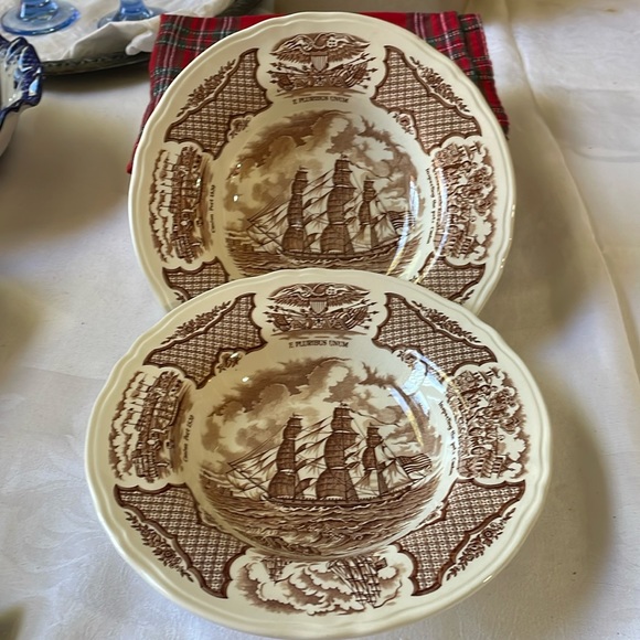 2 Alfred Meakin Fair Winds Staffordshire England Brown european soup bowls - Picture 1 of 10
